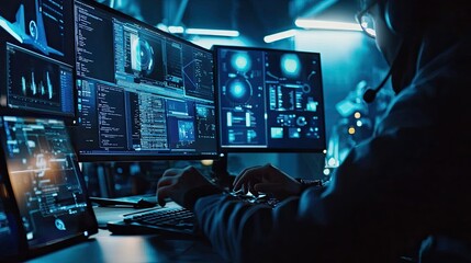 a person using software applications on their computer.