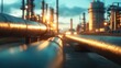 © hestywinarni - Industrial Pipelines Transporting Resources at Refinery During Sunset