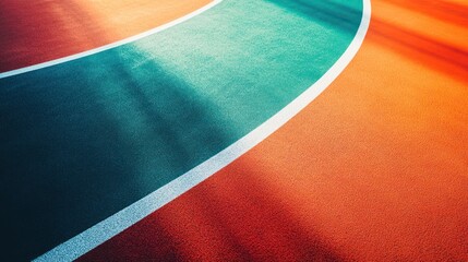 Wall Mural - Colorful running track with sunlight and shadows.