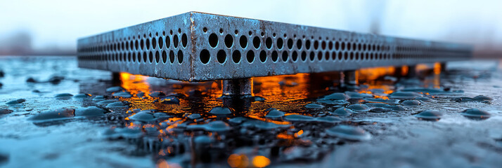 A detailed close-up capturing a cooling unitâ€™s metallic grates and intricate piping, set against