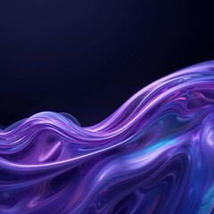 Wall Mural - close up, abstract fluid holographic iridescent purple curved wave in dark background 3d render. gra