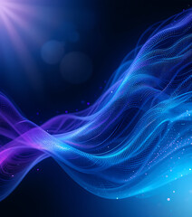 Wall Mural - close up, digital waveforms in blue and purple, abstract background. abstract digital background wit