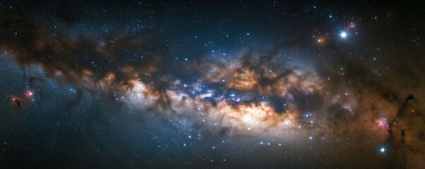 Wall Mural - A beautiful panoramic view of the night sky galaxy