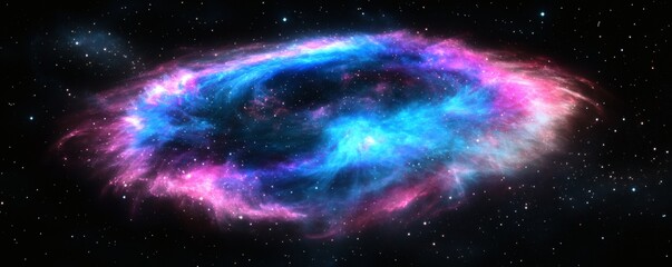 Wall Mural - A vibrant colorful nebula cloud surrounded by distant stars in space