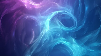 Wall Mural - an abstract background of blue and purple flowing light with sparkling particles.