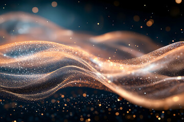 Wall Mural - a dynamic and fluid wave of rose gold liquid, creating an enchanting display with shimmering particl