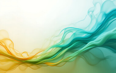 Wall Mural - close up, minimalistic soft light abstract swoosh wave border layout. bright green and blue abstract