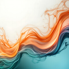 Wall Mural - close up, minimalistic soft light abstract swoosh wave border layout. bright green and blue abstract