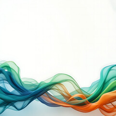 Wall Mural - close up, minimalistic soft light abstract swoosh wave border layout. bright green and blue abstract