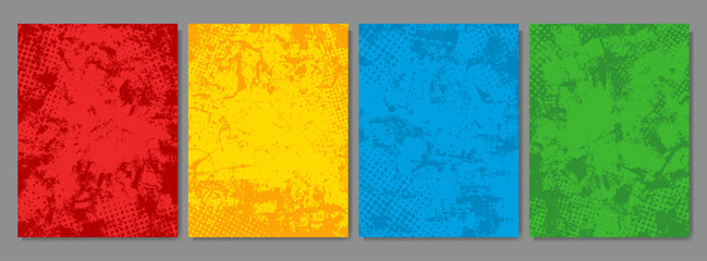 Wall Mural - vector illustration. funny bright grunge brochure card template. retro comic empty colorful backgrou