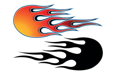 Wall Mural - tribal fire flame race car body side vinyl sticker vector eps art image file. burning tires and flam
