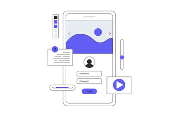 Wall Mural - web and app design. web development for mobile phone. developer working on a web design of website, 