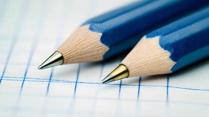 Wall Mural - two pencils resting on a piece of paper in a bright studio setting highlighting artistic precision a
