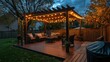 © Solikah - Evening Serenity: Backyard Oasis with Illuminated Pergola
