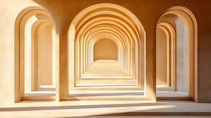 Wall Mural - long row of elegant arches creating a stunning architectural feature in a minimalist space evoking a