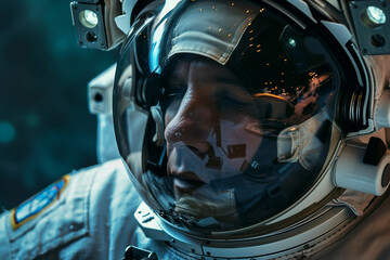 Wall Mural - astronaut in a protective spacesuit made generative ai technology