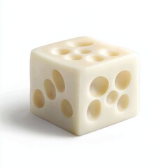 Poster - Off-White Cheese Cube with Irregular Holes on White Background