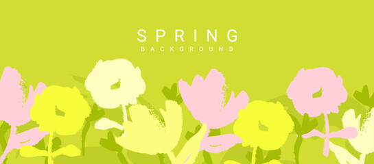 Wall Mural - abstract spring background with a pattern of flowers. floral border for card, banner, poster. trendy
