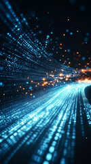 Blue binary data cyberspace background