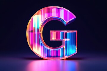 Leinwandbilder - Colorful glass letter G illuminated in vibrant hues on a dark background creating a stunning visual effect