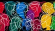 © Gefo - Abstract representation of interconnected thoughts and emotions through colorful faces and flowing lines