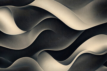Wall Mural - abstract grayscale image featuring flowing, textured waves creating a dynamic, elegant design.