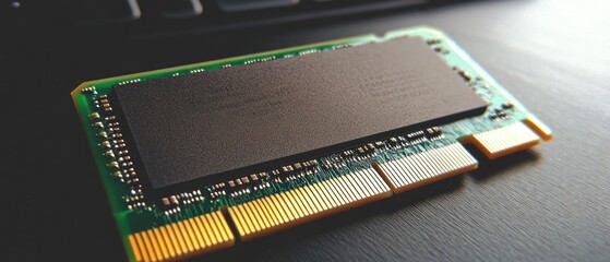 Close-up of a SO-DIMM RAM Module for Laptops and Small Form Factor PCs