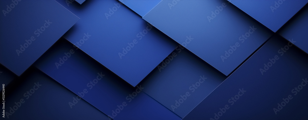 Abstract blue geometric background with overlapping dark blue ...