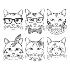 Naklejka na meble Coloring Cat Book Page Design. designed for kids to coloring Page and enjoy.