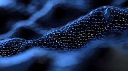 Blue Hexagonal Grid Waves