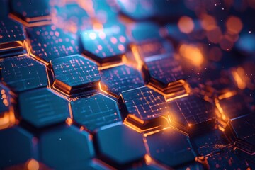 abstract technology background features a mesmerizing array of hexagons- creating a futuristic honeycomb mosaic that exudes a sense of advanced technology and innovation- all brought to life through a