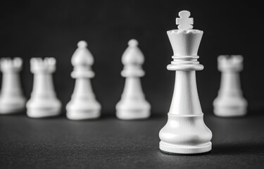 Wall Mural - White Chess King Leading its Army: Strategy, Leadership, and Victory