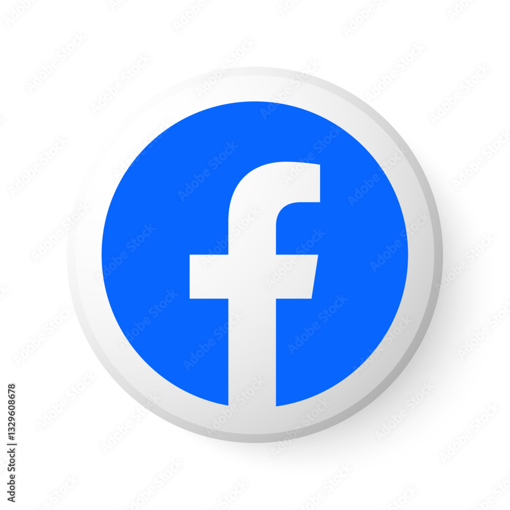 Facebook Circle Vector Button with Blue Logo. Social Media Icon with ...