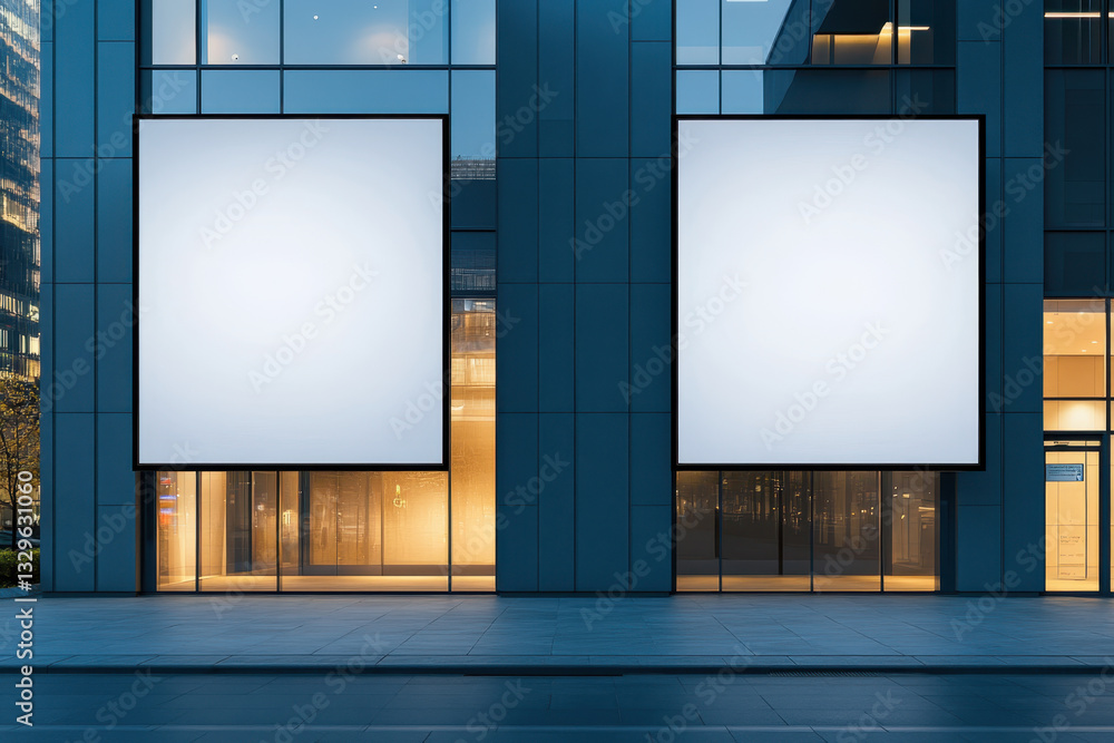 Crowded city street with multiple blank billboards on display, creating ...