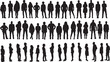 © Curto - vector; silhouette of large group of people front and back view