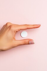 Poster - Minimalist Wellness Tech Sleek White Compact Pill/Supplement Against Soft Pastel Backdrop, Representing Modern Health Optimization for Digital Wellness Generation