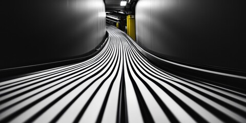Fototapete - Minimalist Logistics Flow AI-Powered Smart Warehouse Conveyor Design - Next-Gen Industrial Efficiency Visualization with High-Contrast Geometric Precision