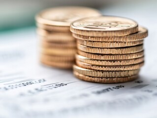 Poster - Sustainable Finance Vision Precision-Stacked Gold Coins on Financial Documents Revealing Emerging Investment Strategies for Conscious Wealth Development