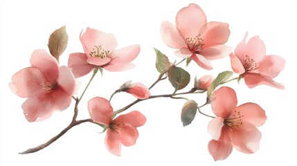 Closeup of vibrant pink flowers blooming on a tree branch in spring blooming