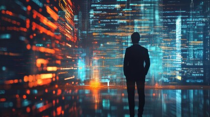 Digital Metropolis: A Man Contemplates the Future of Technology