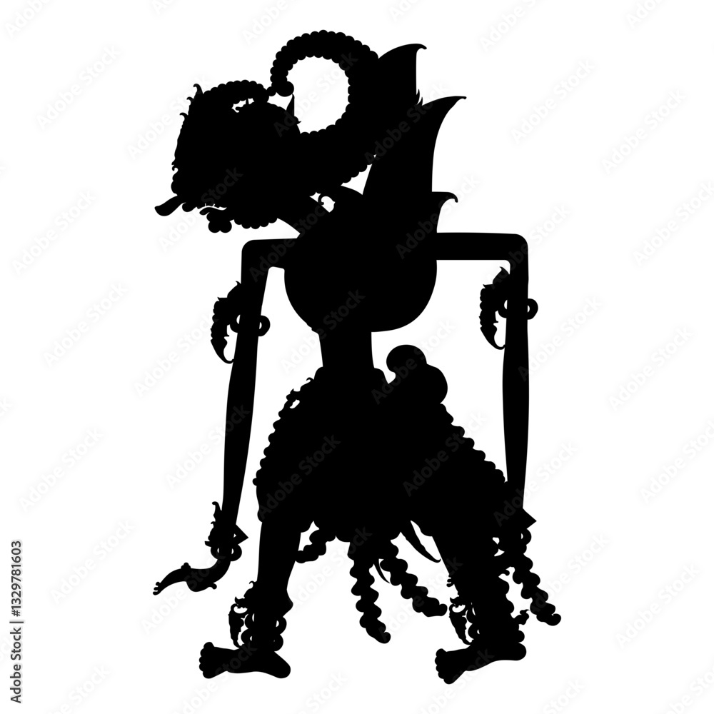 black puppet wayang vector named gatot kaca