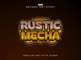 Wall Mural - funny modern rustic mecha robot tech 3d bold game logo text effect