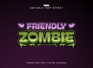 Wall Mural - funny fancy 3d modern friendly zombie cute game logo text effect