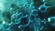 © Klarisan - Close Up View of Transparent Blue Molecular Structure Scientific Research and Innovation in Dark Background
