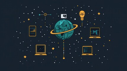 Global network connection, data analysis, innovation
