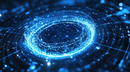 Abstract Digital Network: Glowing Circular Data Structure