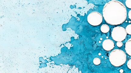 Leinwandbilder - Blue background with white circles on it. The circles are of different sizes and are scattered all over the background. The image has a creative and artistic feel to it