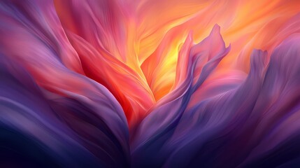 Leinwandbilder - Colorful flower with a yellow center. The flower is surrounded by purple and blue petals. The colors are vibrant and the flower appears to be in motion. The image has a dreamy
