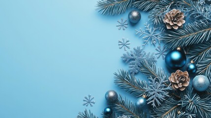 Wall Mural - blue christmas background with snowflakes.