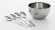 © Awan - Silver Spoons and Bowl Arranged Neatly on White Surface Ready to Use